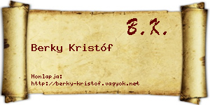 Berky Kristóf névjegykártya
